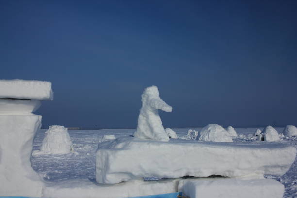 Winter-Wohnung der Eskimos. Iglu.  Eskimos Dorf. – Foto