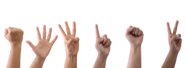 istock Close up hand symbol on white background. 924382876