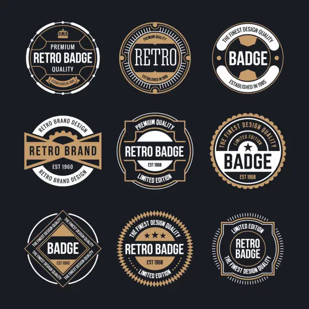 Vector illustration of Circle Vintage and Retro Badge Design Collection