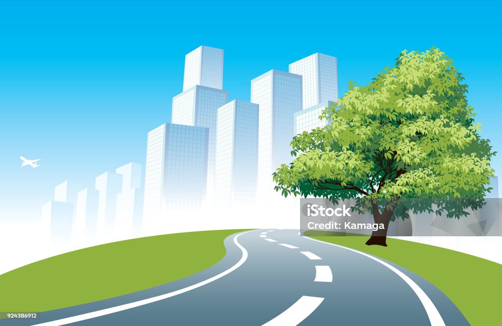 Street Tree Vector Roadside Tree Stock Illustration - Download Image Now - Blue, Empty ...