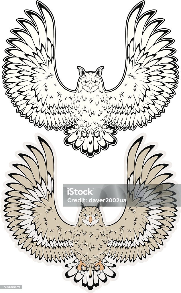 Wektor owl B & W - Grafika wektorowa royalty-free (Sowa)