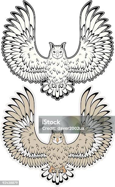 Wektor Owl B W - Stockowe grafiki wektorowe i więcej obrazów Sowa - Sowa, Biały, Czarno biały