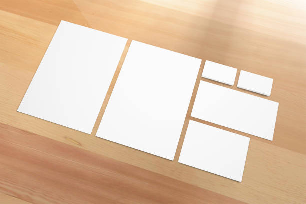 istock Blank stationery set on wooden background. 3d illustration. 924389776