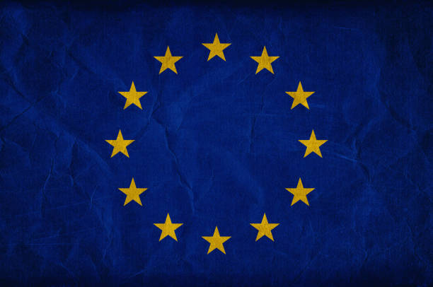 grunge flag of european union background - european union flag european community photography textured effect imagens e fotografias de stock