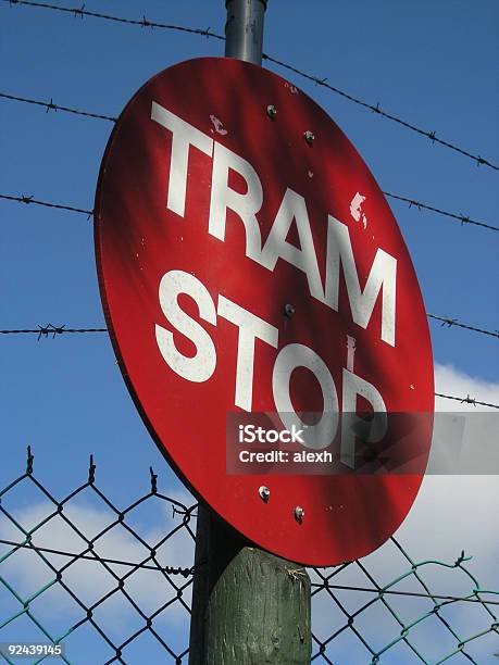 Tram Stop Sign Stock Photo - Download Image Now - Boundary, Building Entrance, Cable Car