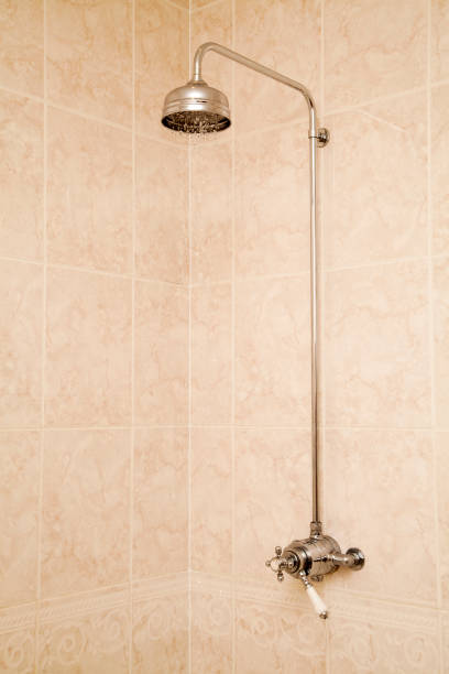 istock Retro Style Bathroom Shower with Running Water 924393446