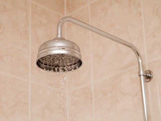 istock Retro Bathroom Shower with Running Water 924393464