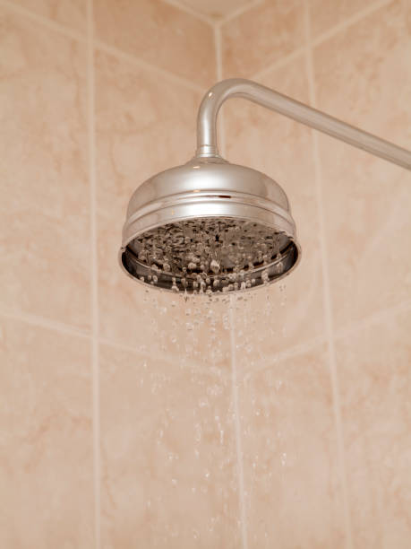 istock Retro Bathroom Shower Head with Running Water 924393506