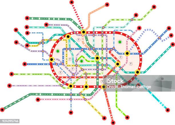 Public Transportation Subway Map Fictional Vector Art Stock Illustration - Download Image Now