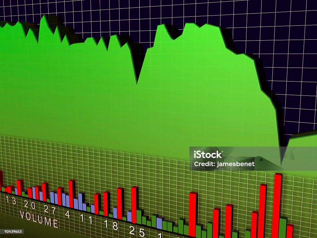 証券チャートボリューム 3 D - ウォール街のロイヤリティフリーストックフォト