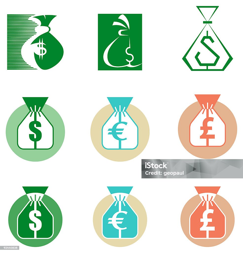 Saco de dinheiro-vector símbolos - Royalty-free Bolsa de Dinheiro - Saco Ilustração de stock