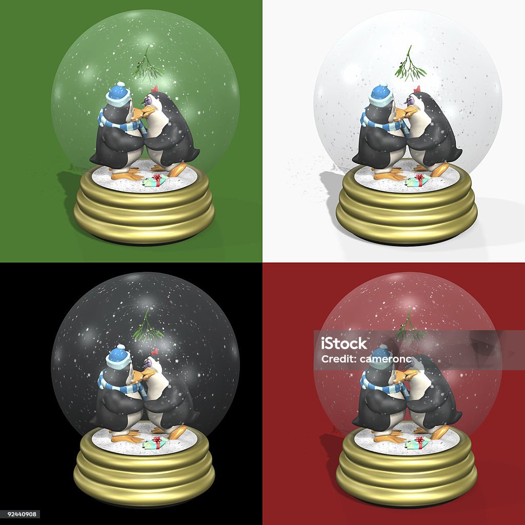 Baciare Penguins neve Globe - Foto stock royalty-free di Bambino