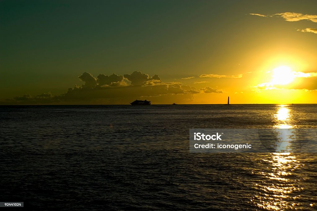 Sunset At Waikiki  Beach Stock Photo