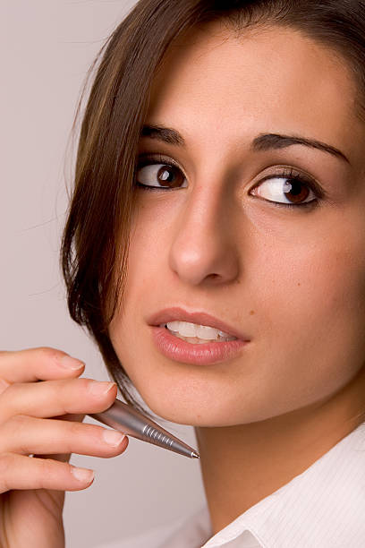 istock Business woman with pen 92441625