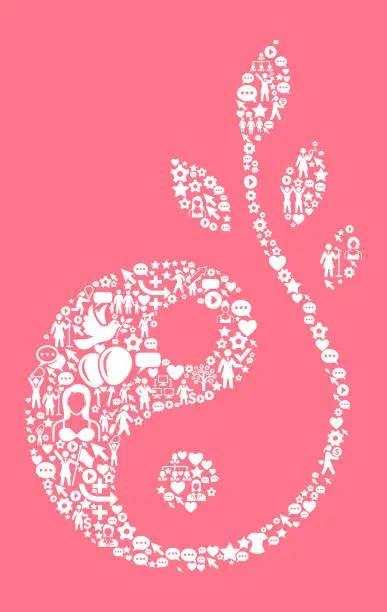 Vector illustration of Yin & Yang  Women's Rights and ,
 Icon Pattern