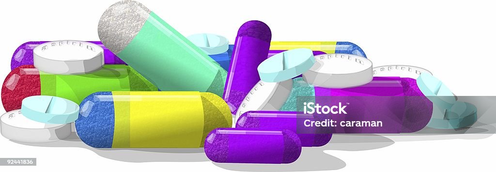 Pillen, Tabletten & mehr Details - Lizenzfrei Acetylsalicylsäure Stock-Illustration