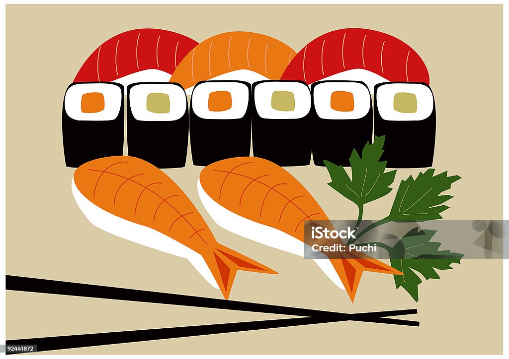 Assiette de sushis - Illustration de Aliment libre de droits