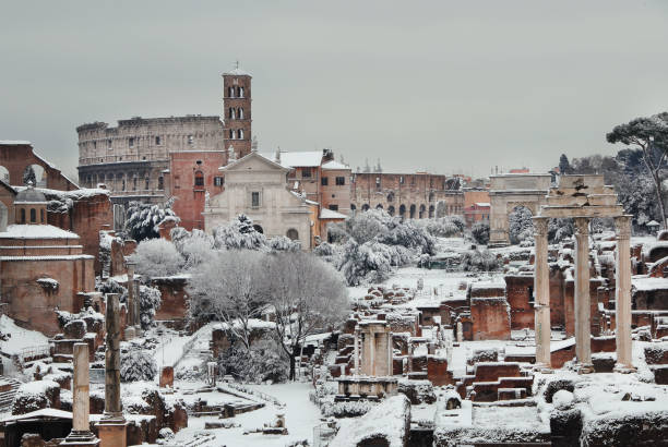 istock Roman Forum and Coliseum with snow 924419674