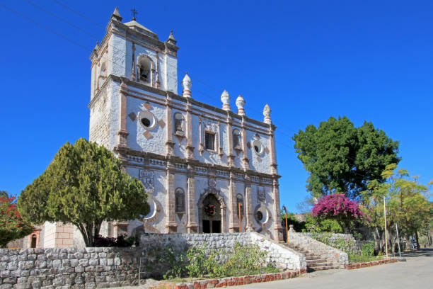 old franciscan church, mision san ignacio kadakaaman, in san ignacio, baja california, mexico - concho imagens e fotografias de stock