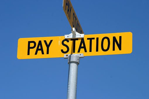 Pay Store Sign Pay Station Sign 2 Stock Photo - Download Image Now - Avenue, Buying ...