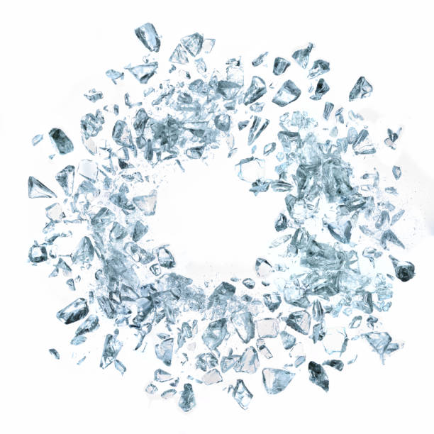 esfera de gelo ou de cristal explodindo - glass shards breaking broken - fotografias e filmes do acervo
