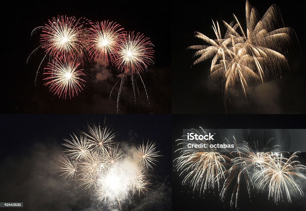 Fuochi d'artificio collage - Foto stock royalty-free di Composizione orizzontale