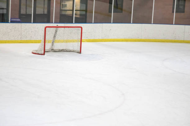 istock Empty hockey net at a hockey rink 924440292