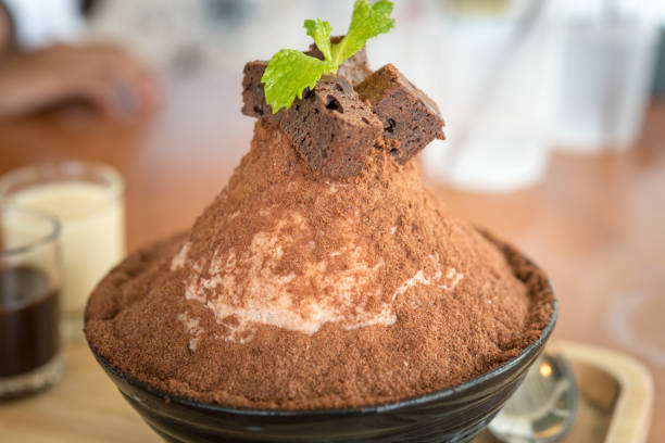 istock Korean Dessert - Chocolate bingsu or ice snow flake with fresh milk 924444166