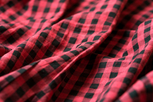 istock Red and black classic checkered cotton fabric 924451390