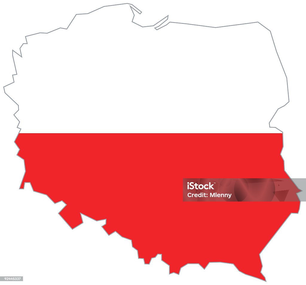 Польша карта с Польский флаг - Стоковые иллюстрации Белый роялти-фри