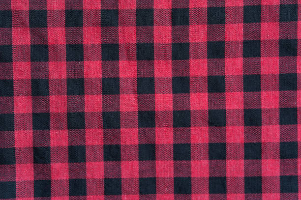 istock Red and black classic checkered cotton fabric 924453454