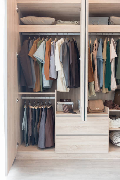 istock clothes hanging on rails in wooden wardrobe 924456064