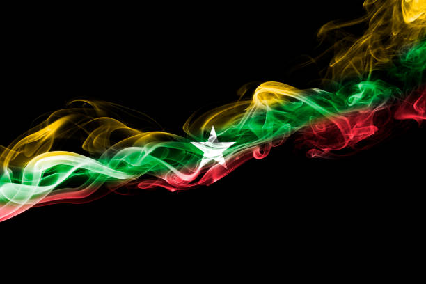 istock Myanmar, Burma flag smoke 924461398