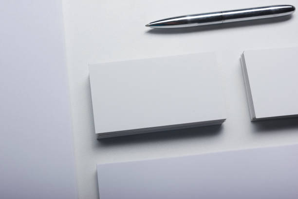istock Business cards Mockup on color background. Flat Lay. copy space for text 924464526