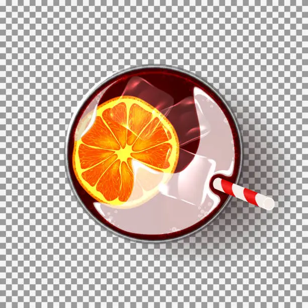 Vector illustration of Glass of cocktail isolated on transparent backdrop