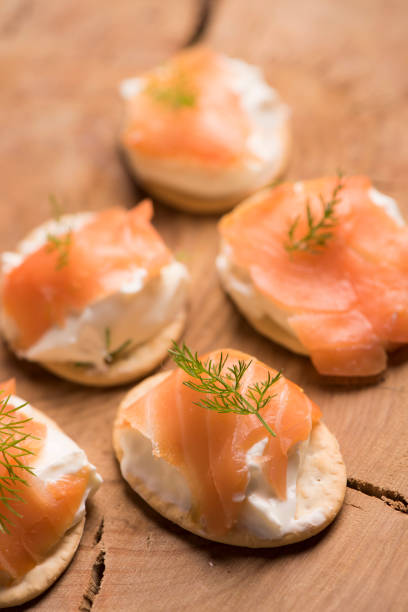 istock Smoked Salmon and soft chees canapes appetizers 924468884