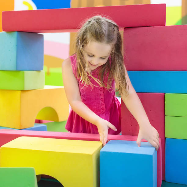 istock Kids play. Construction toy blocks. Child toys 924469032
