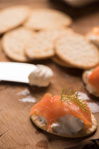 Smoked Salmon and soft chees canapes appetizers