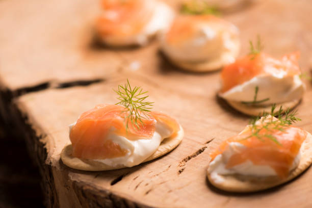 istock Smoked Salmon and soft chees canapes appetizers 924469416