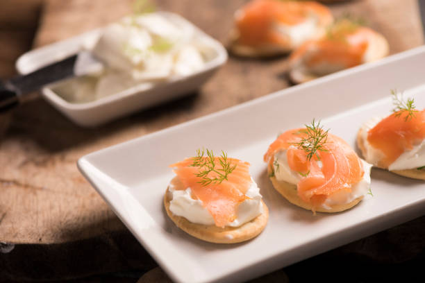 istock Smoked Salmon and soft chees canapes appetizers 924469570