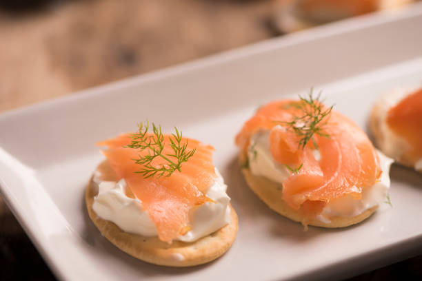istock Smoked Salmon and soft chees canapes appetizers 924469658