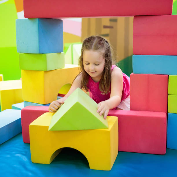 istock Kids play. Construction toy blocks. Child toys 924469752