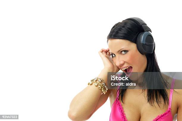 Girl With Headphones Stock Photo - Download Image Now - Adult, Adults Only, Animal Hair