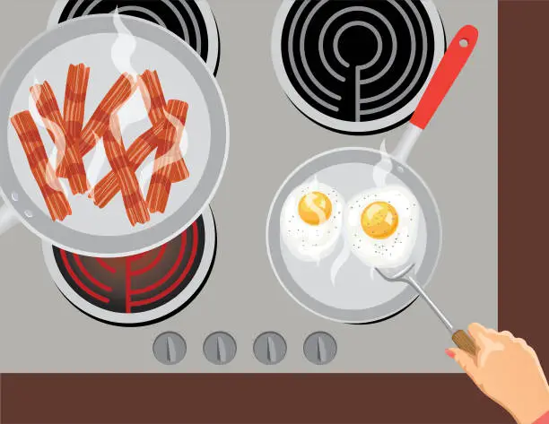 Vector illustration of Fresh Foods And Cooking with Pots Pans and Utensils