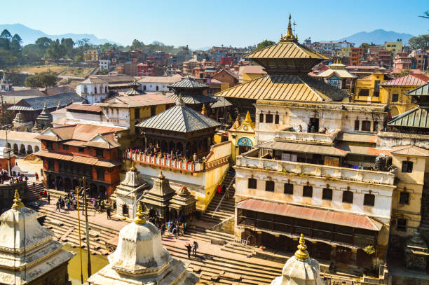 complejo del templo de pashupatinath - nepalese culture nepal kathmandu bagmati fotografías e imágenes de stock