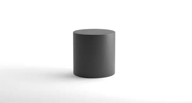 3D Rendering Of Realistic Looking Geometric Cylinder  Object On White Background