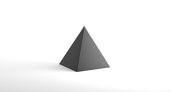 3D Rendering Of Realistic Looking Geometric Pyramid Object On White Background