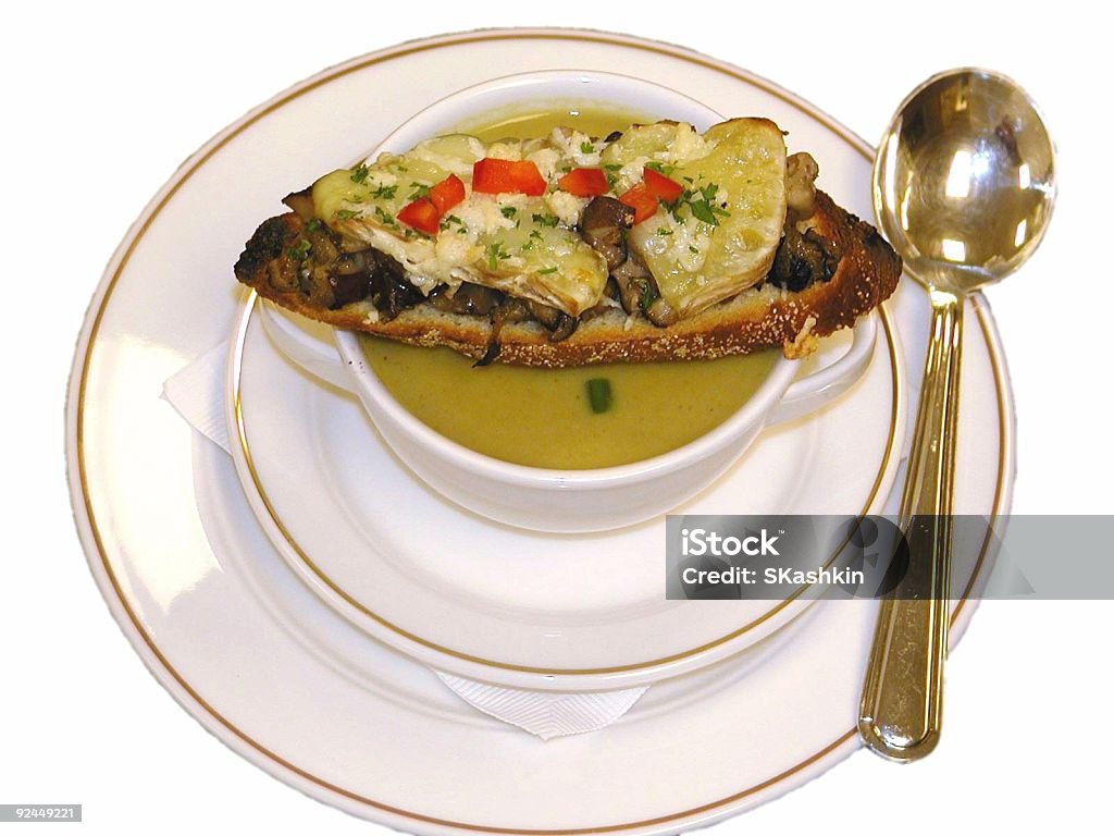 Zuppa e Bruschetta - Foto stock royalty-free di Antipasto