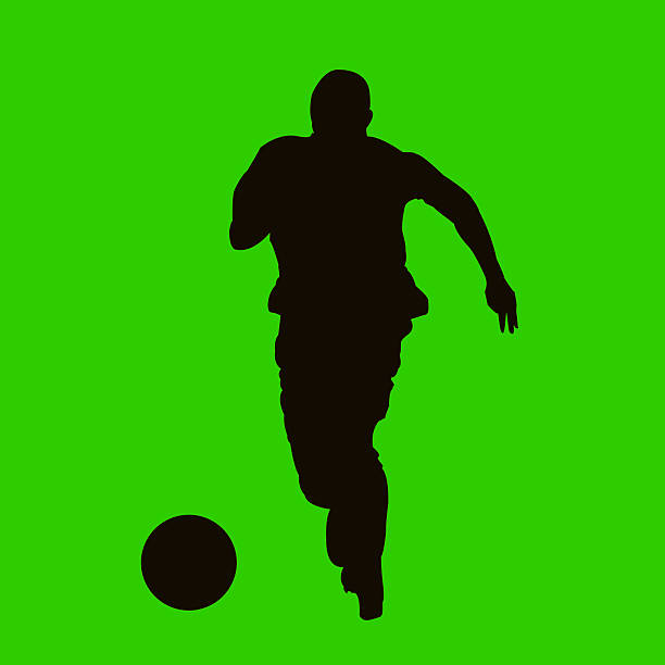 FOOTIE 7 Silhouette of a Footballer (Soccer player) runnign with the ball bounce off stock illustrations