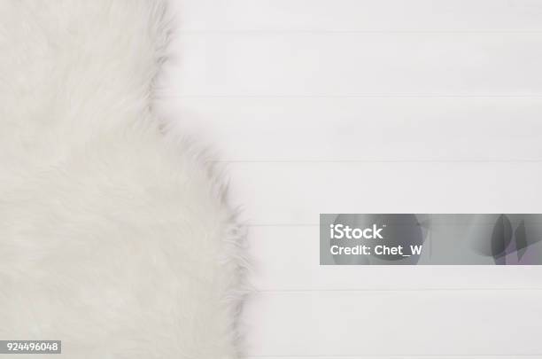 White Wood Planks Texture And Fur Pattern Background Top View Stock Photo - Download Image Now